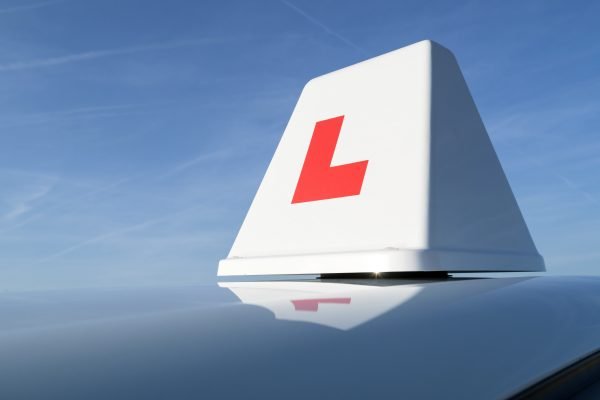 British driving school car roof sign